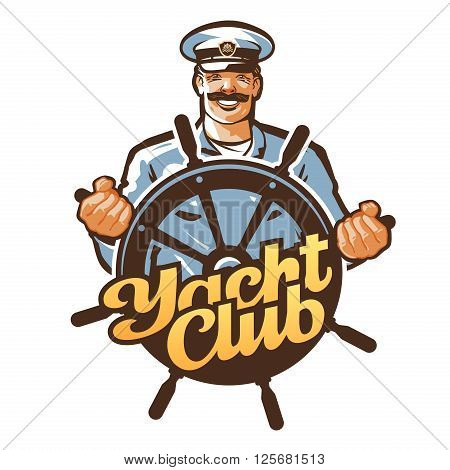 captain at the helm. vector illustration isolated on white background