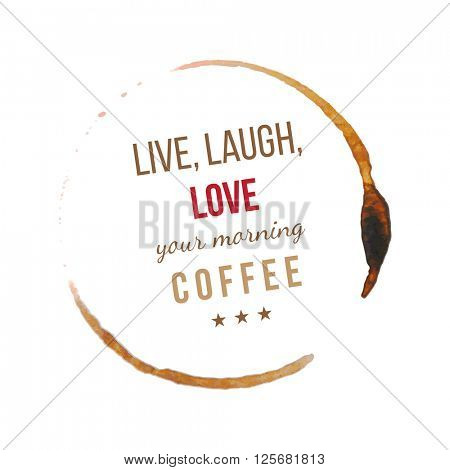 Coffee stains with type design about coffee