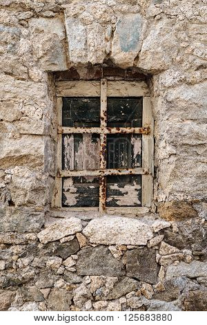 Old ruin wood stone window texture pattern