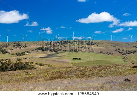 A wind farm near the town of Dalgety, New South Wales, Australia