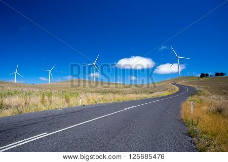 A wind farm near the town of Dalgety, New South Wales, Australia