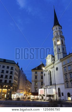 Michaelerplatz with St. Michael's Church in Vienna in Austria