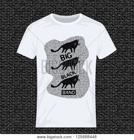 Invasion of the black cats. Vector retro design for printing on T-shirts. Vector illustration.