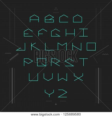 Cyber sans serif lineales geometric font. Monospaced font.