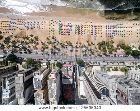 Top View of Boa Viagem Beach, Recife, Pernambuco, Brazil