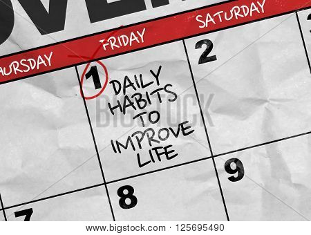 Concept image of a Calendar with the text: Daily Habits to Improve Life