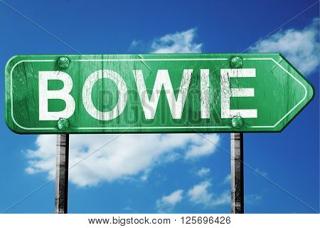 bowie road sign on a blue sky background