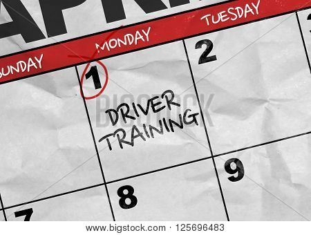 Concept image of a Calendar with the text: Driver Training