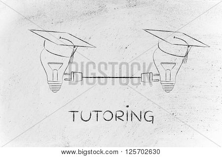 Lightbulbs With Graduation Cap With Plug, Tutoring