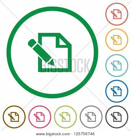 Set of edit color round outlined flat icons on white background