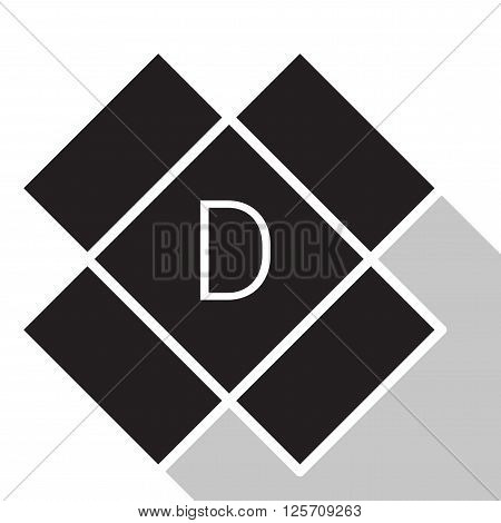 logo for businesses engaged in delivery and packaging. an open black box of flat modern style with letter D. vector illustration