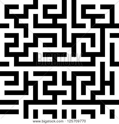 Black and white maze. Seamless pattern. Vector illustration