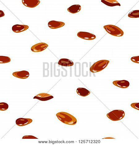 Brown flaxseeds or linseeds. isolated seamless vector pattern