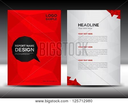 Red Cover Annual report design vector illustration
