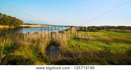 Calik lagoon in Alghero under a clear sky
