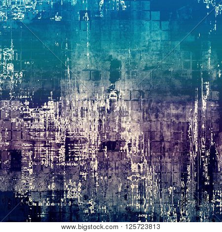 Aged vintage background with weathered texture, grunge design elements and different color patterns: blue; purple (violet); cyan; white