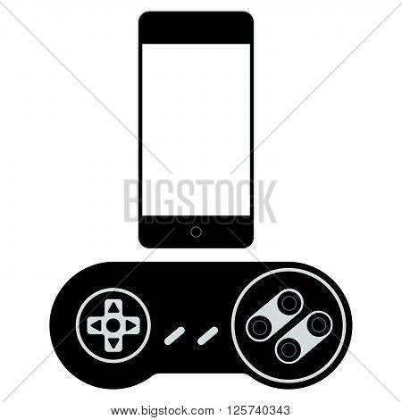 Smartphone With Console Controller. Smartphone Video Gaming Concept. Vector With White Background.