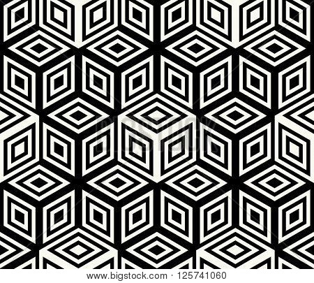 Modern Stylish Geometrical Background Design With Structure Of Repeating Cubes - Vector Seamless Pat