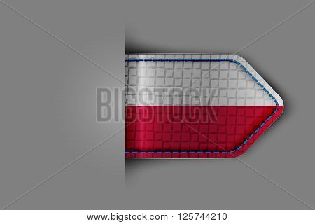 Flag of Poland in the form of a glossy textured label or bookmark. Vector illustration.