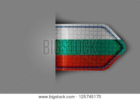 Flag of Bulgaria in the form of a glossy textured label or bookmark. Vector illustration.