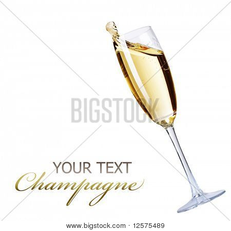 Champagne sobre fundo branco