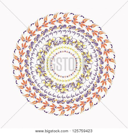 hohloma circular pattern on a white background. vector illustration