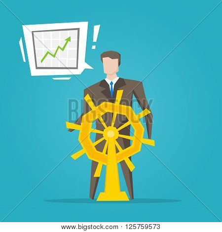 Captain businessman vector illustration. Business character graphic design. Businessman creative concept.