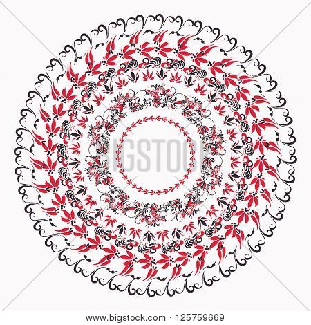 hohloma round traditional pattern on white background. vector illustration
