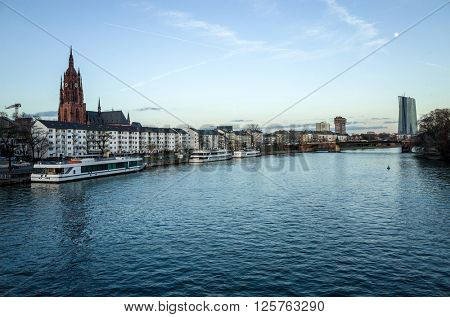 River view of The Eiserner Steg.The Eiserner Steg is a pedestrian bridge in Frankfurt am Main