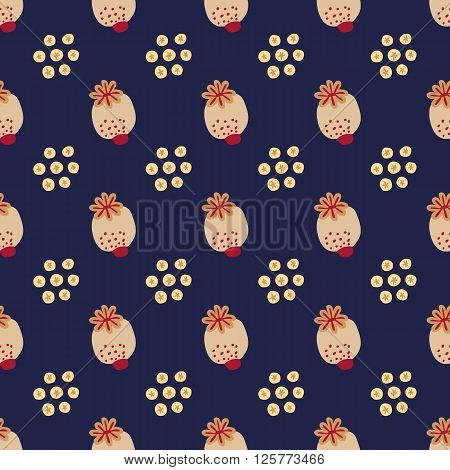 Vector floral pattern in doodle style. Leaves and flowers. Seamless pattern can be used for pattern fills web page background surface textures.