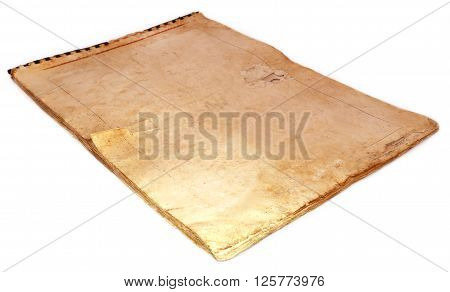 Old spiral bound organizer over white background