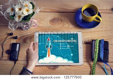 Laptop Computer, Tablet Pc And Crowdfunding Design Concept