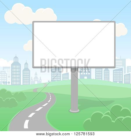 Blank empty vector billboard screen and urban landscape for Commercial advertisement and  design. Outdoor board poster