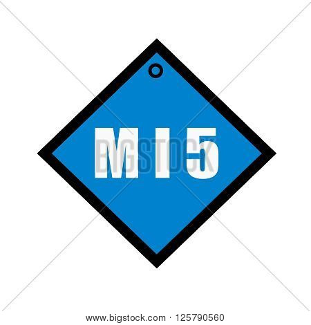 MI5 white wording on quadrate blue background