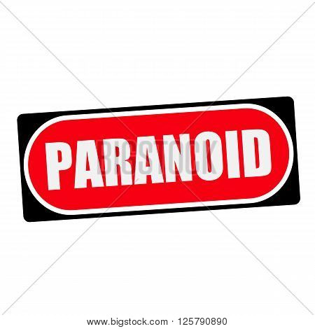 PARANOID white wording on red background black frame