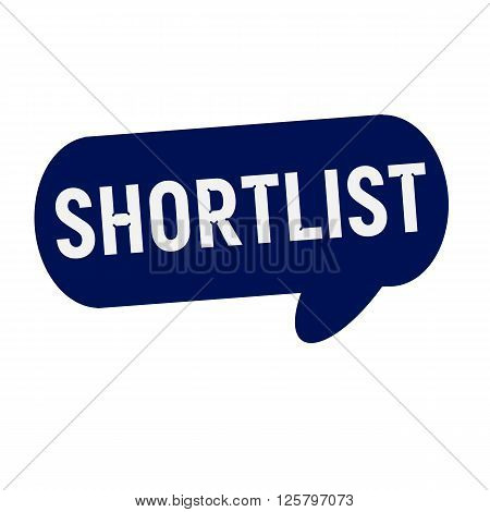 SHORTLIST wording on Speech bubbles blue cylinder