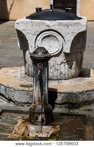 Public Iron Fountain Beside Marble Artesian Well