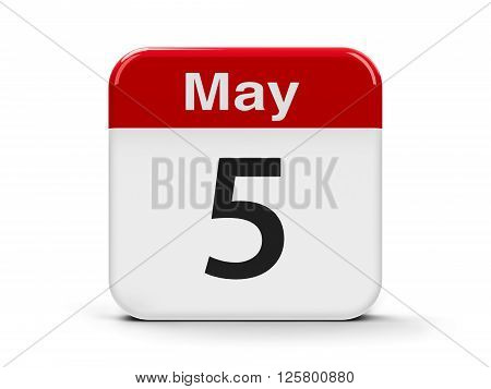 Calendar web button - The Fifth of May - International Day for the rights of the disabled and International Midwives' Day three-dimensional rendering 3D illustration