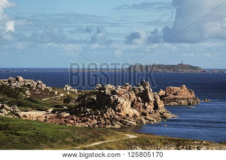 Ploumanach (Cotes-d'Armor Brittany France): the coast on the Atlantic ocean at summer