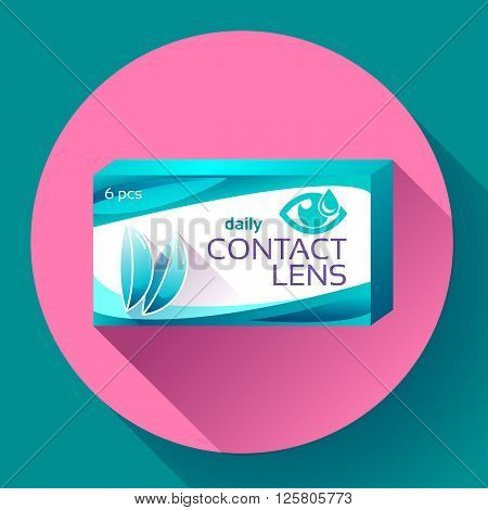Contact lenses box icon. Flat design style