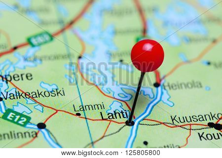 Lahti pinned on a map of Finland