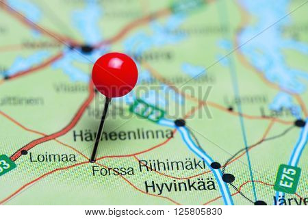 Forssa pinned on a map of Finland