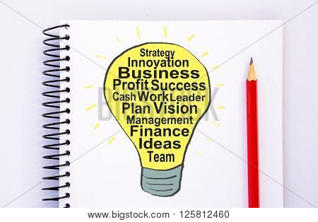 Business Concept - Light bulb drawn on a notepad