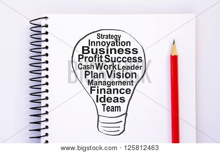 Business Concept - Light bulb drawn on a notepad