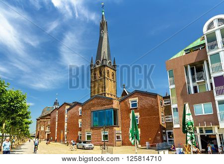 Dusseldorf, Germany - June 10, 2014: St Lambertus church, a Roman Catholic church at the riverside of Dusseldorf