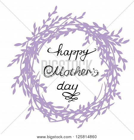 vector typographic illustration of handwritten Happy Mothers Day. lettering composition