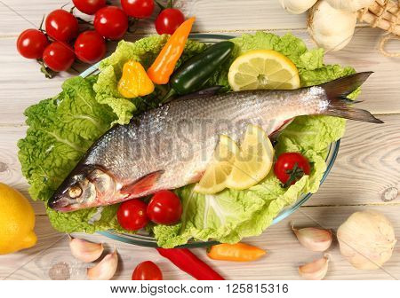 fresh raw fish on table