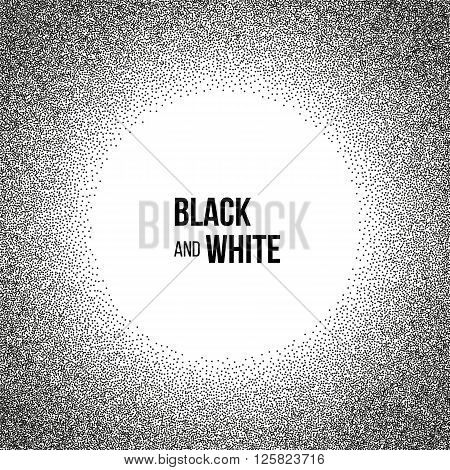 Abstract background for business presentations circle shape. Black and white dots round template with empty space for your text. Vector.