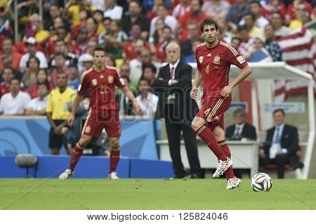 RIO DE JANEIRO BRAZIL - June 18 2014: Javi MARTINEZ of Spain during the FIFA 2014 World Cup. Spain is facing Chile in the Group B at Maracana Stadium