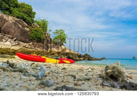 Colorful Kyak Boat On Beach